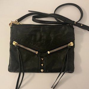 Botkier Black Leather and Gold Studded crossbody bag